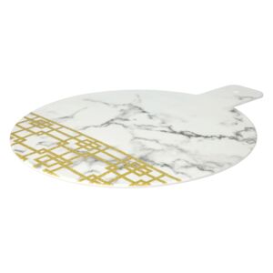 Felli Marble Stylish Design Serving Cheese Board White and Gold 15inch